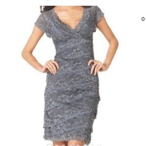 Tiered sequin Lace dress with small cap sleeve